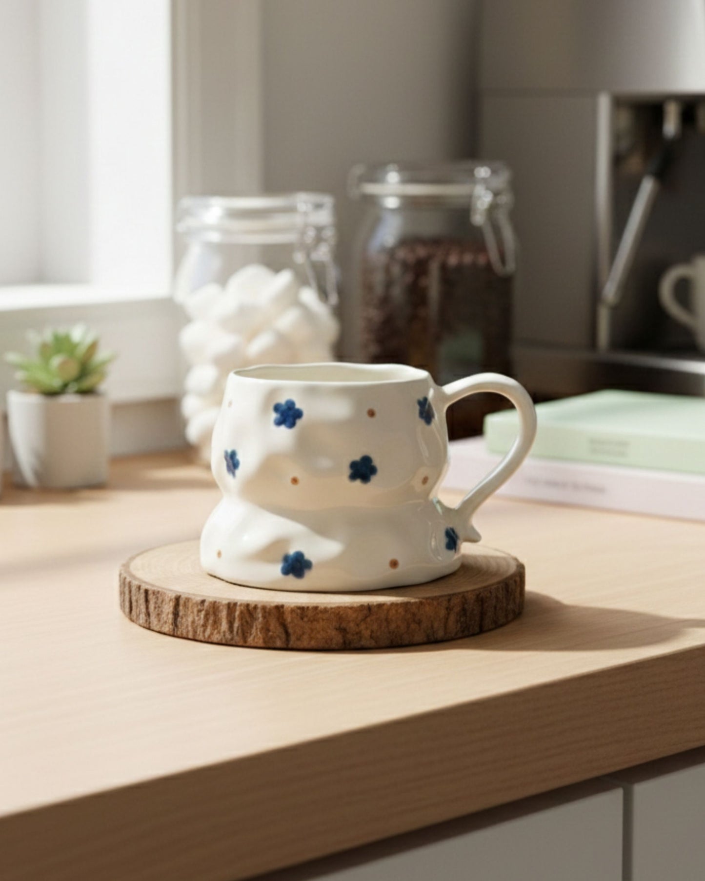 مج سيراميك ورد كحلي