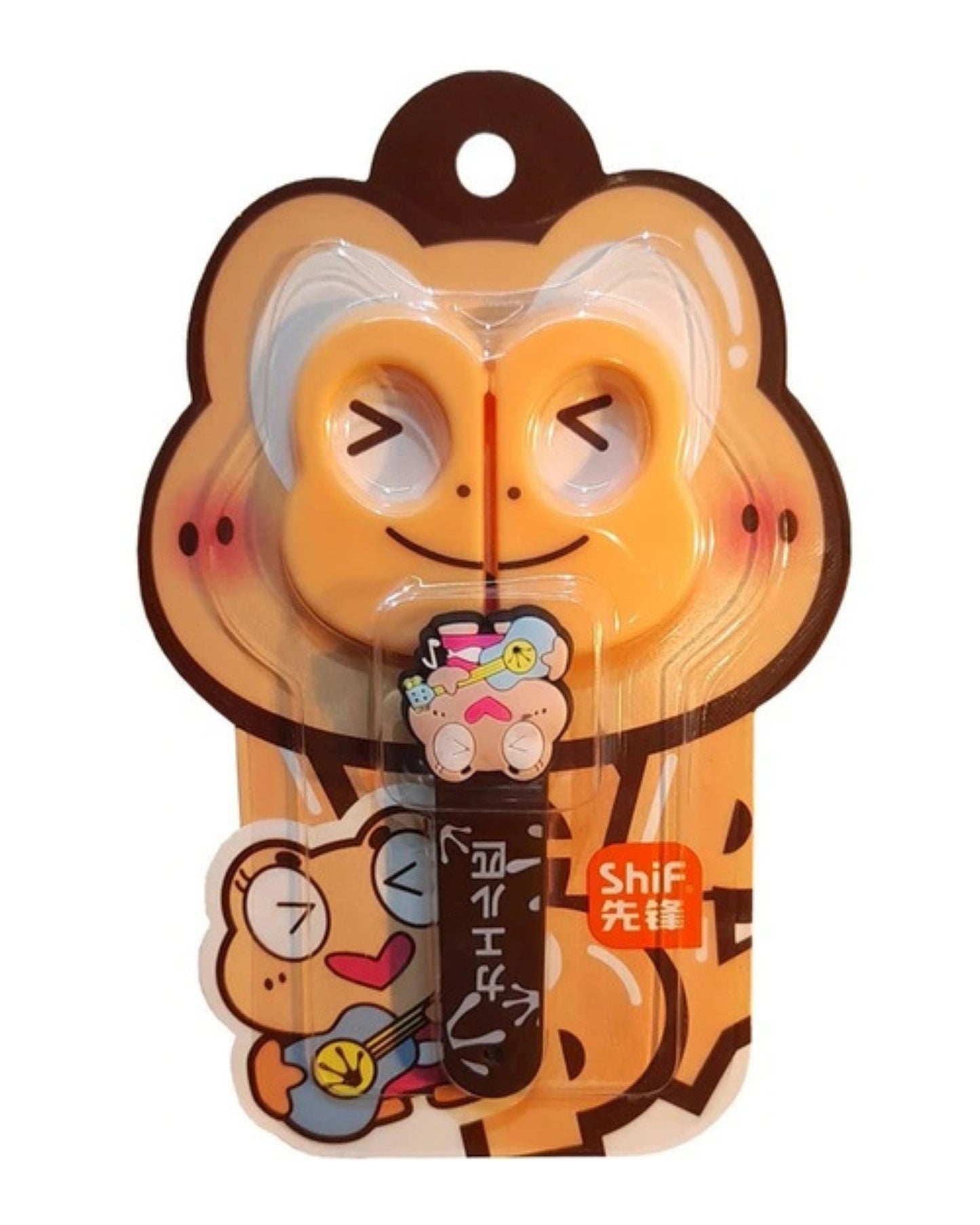 مقص بغطاء تصميم كرتوني - برتقالي