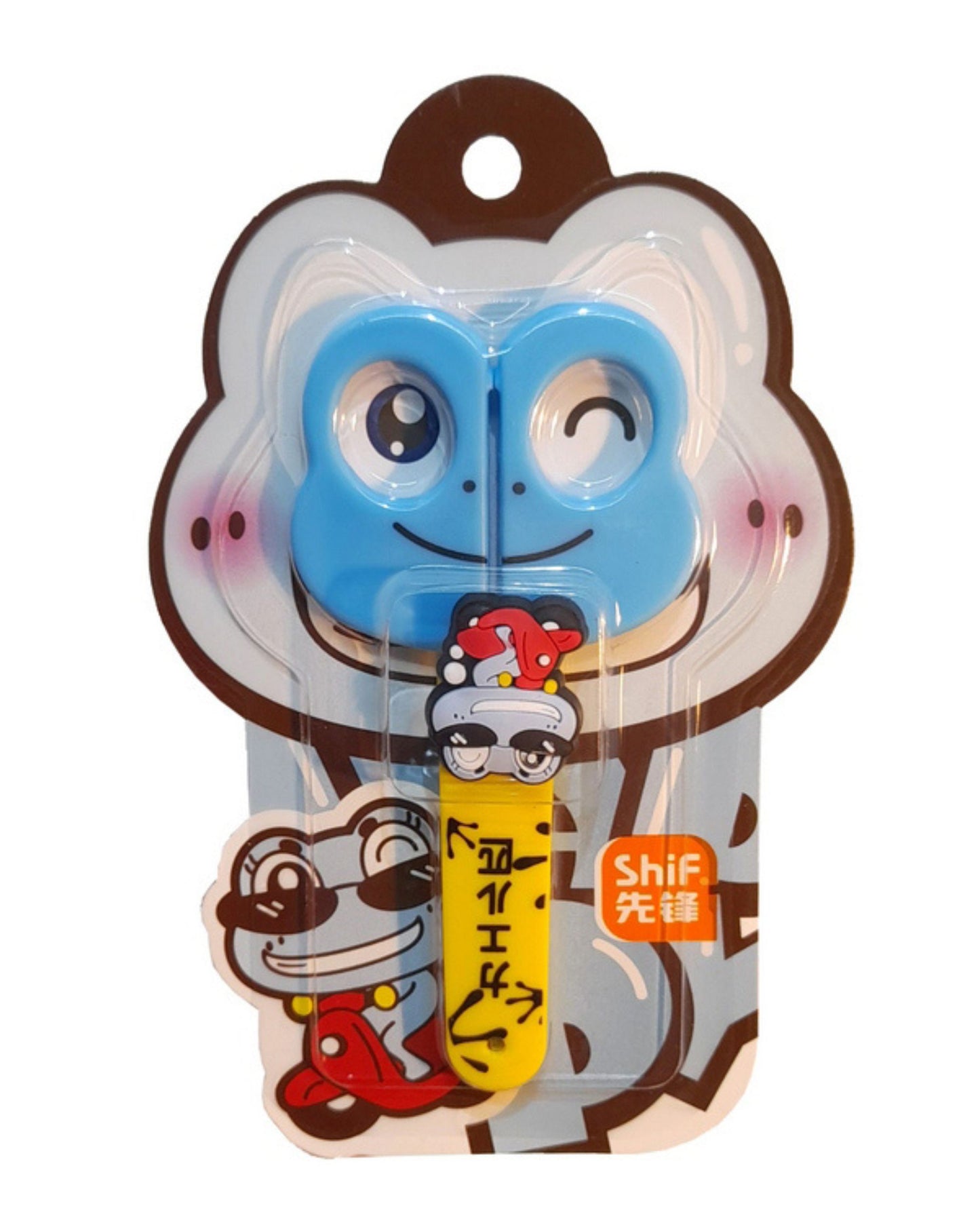 مقص بغطاء تصميم كرتوني - أزرق