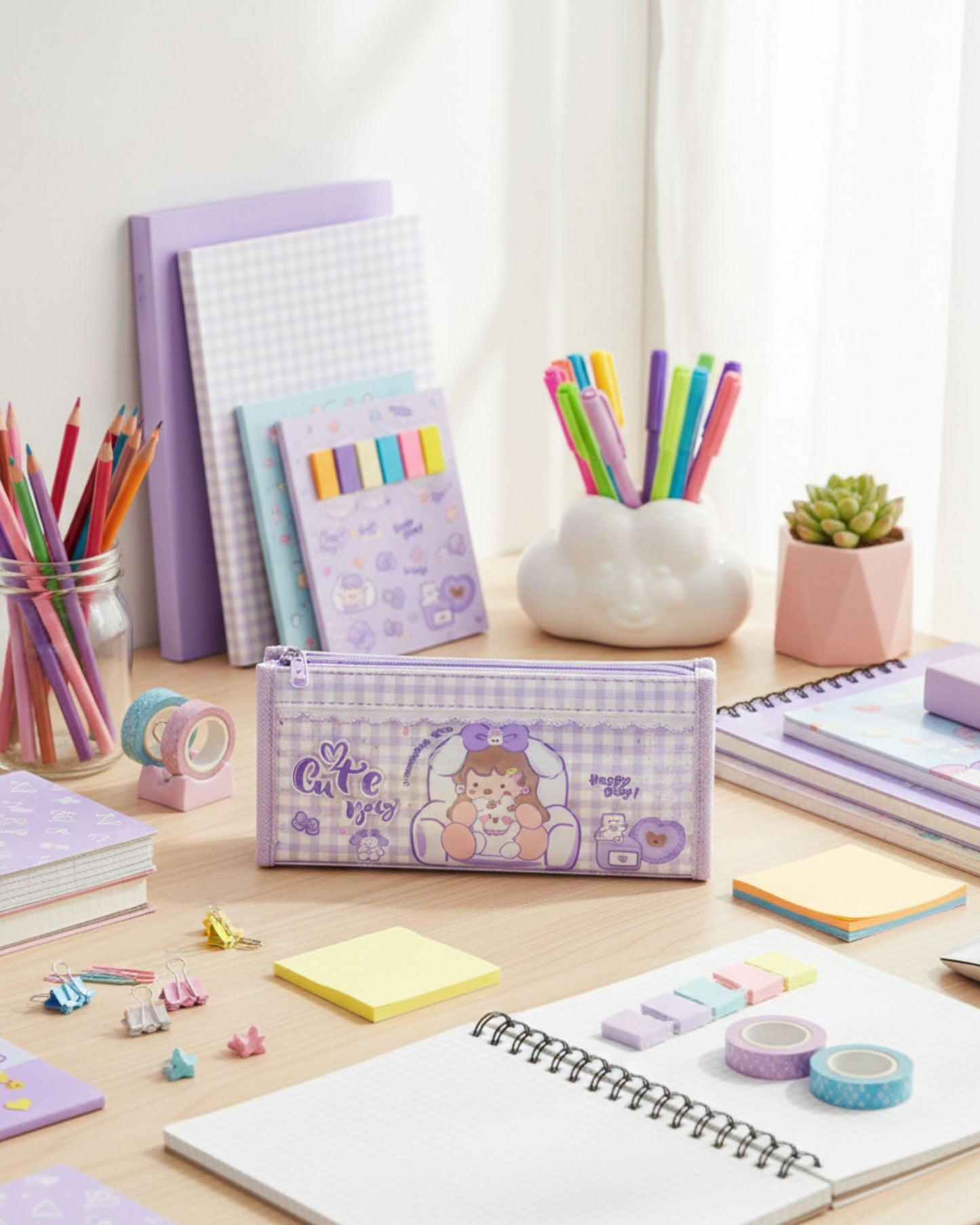 مقلمة جينز كبيرة تصميم بناتي - بنفسجي