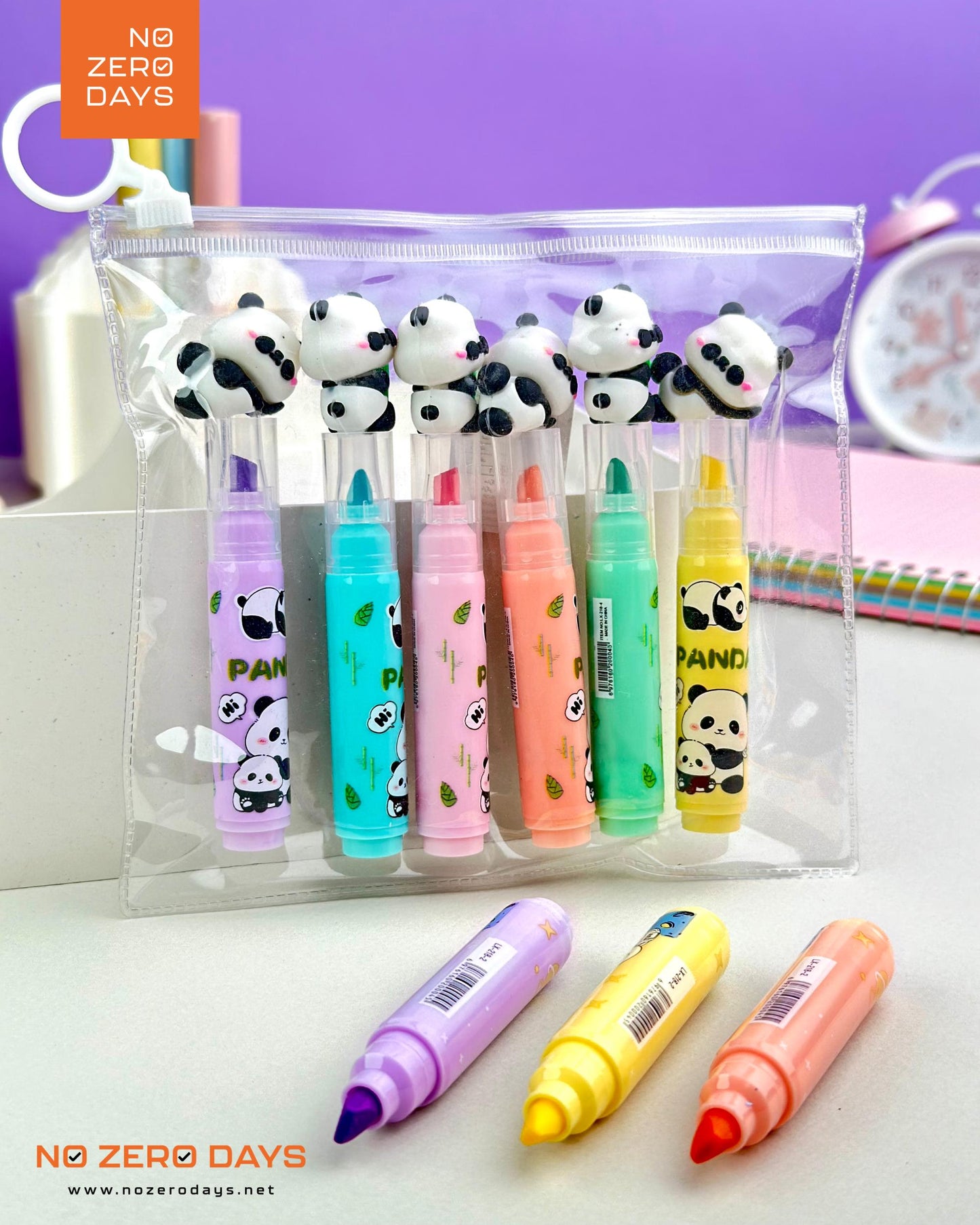 مقلمة أقلام هايلايتر 6 ألوان - باندا