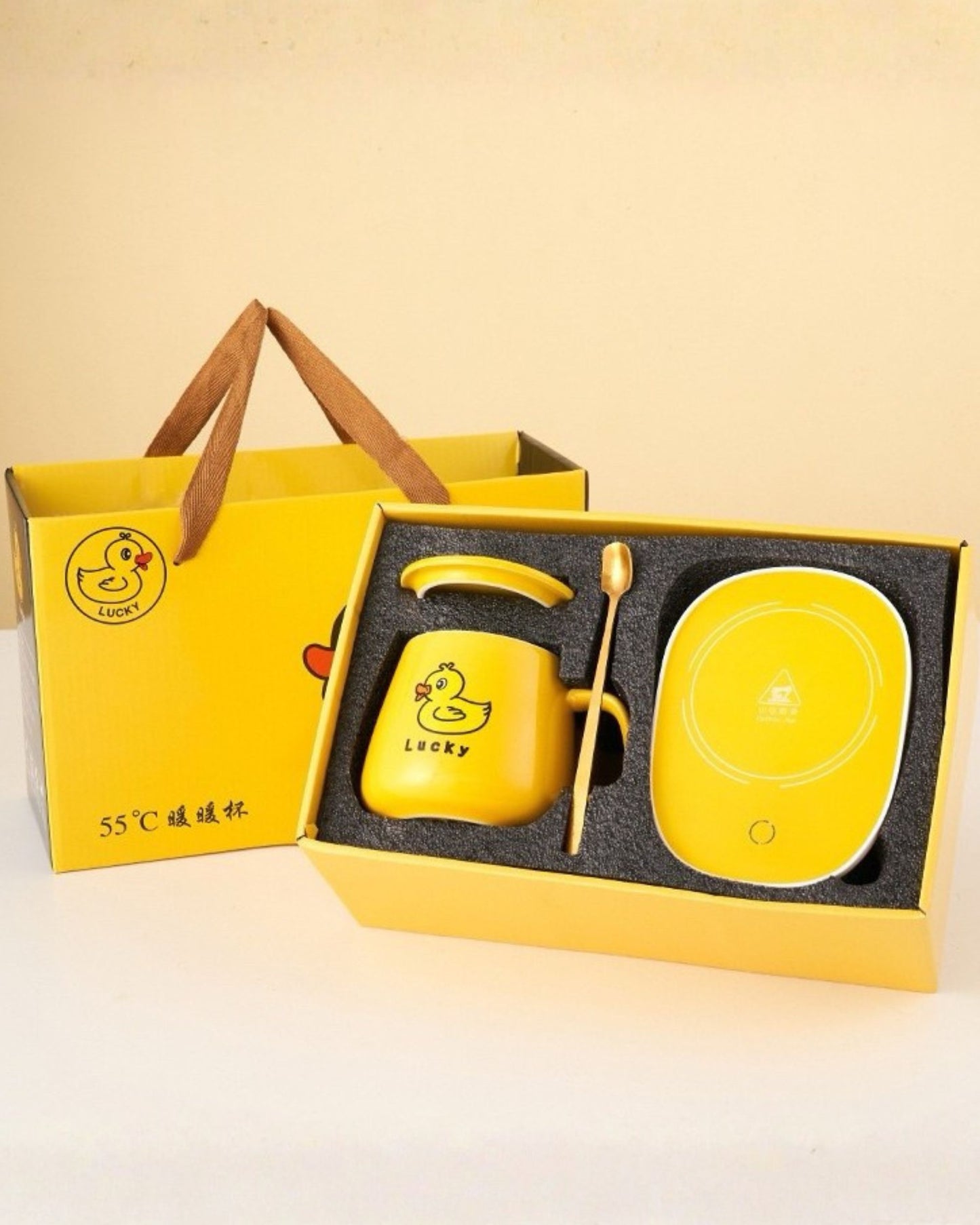 مج سيراميك بطوط مع قاعدة تسخين