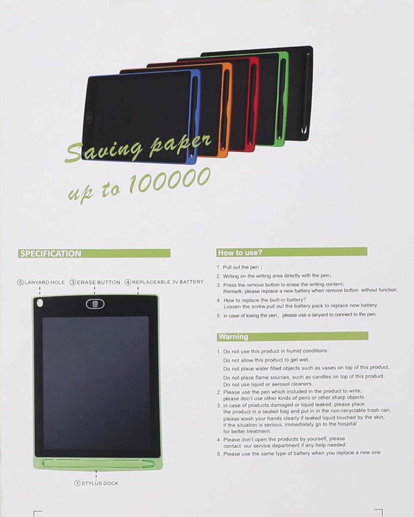 تابلت كتابة ورسم LCD مقاس 8.5 بوصة