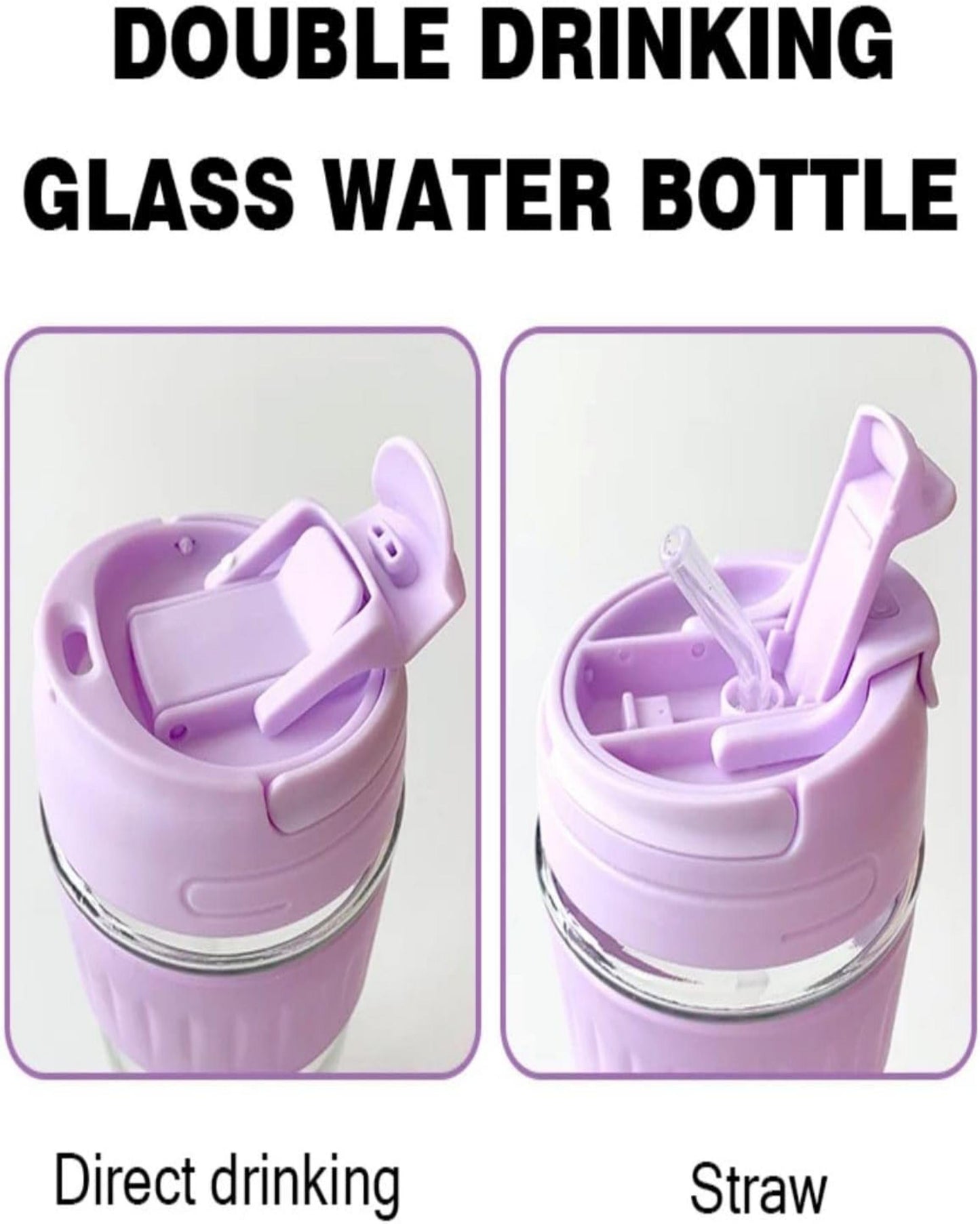 مج زجاج بإطار جلد - بينك