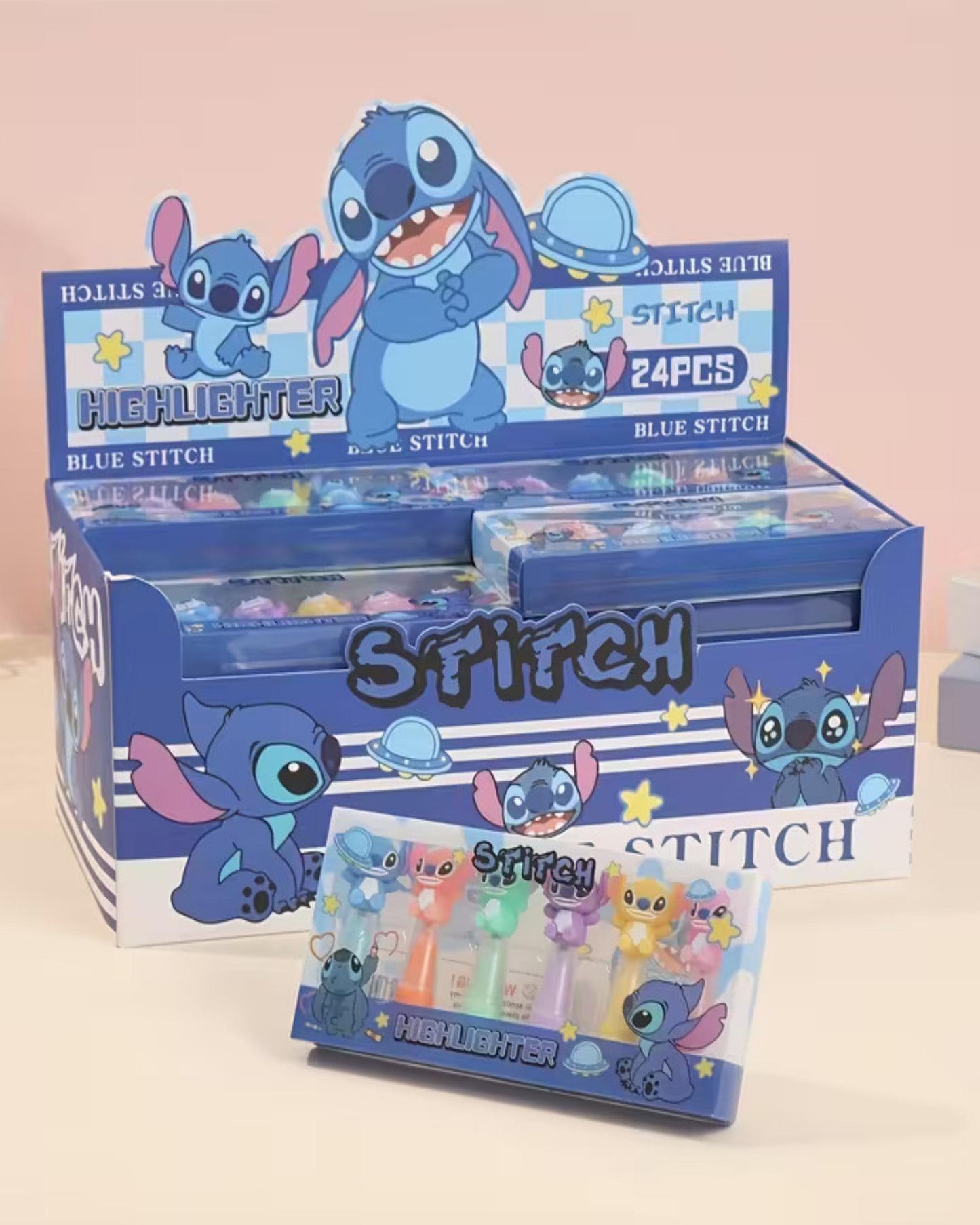 طقم أقلام هايلايتر 6 ألوان - ستيتش