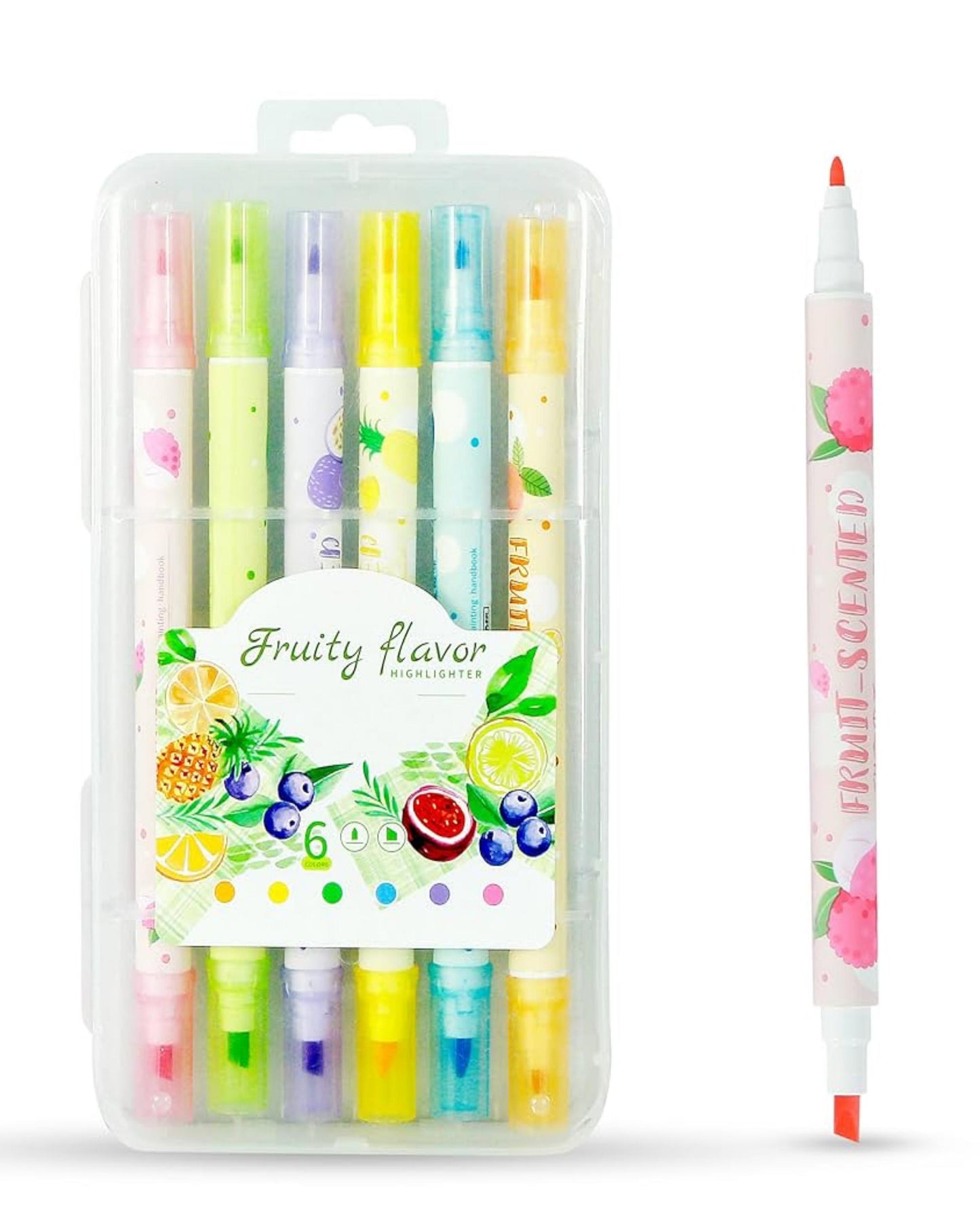طقم أقلام هايلايتر 6 لون - برائحة الفواكه