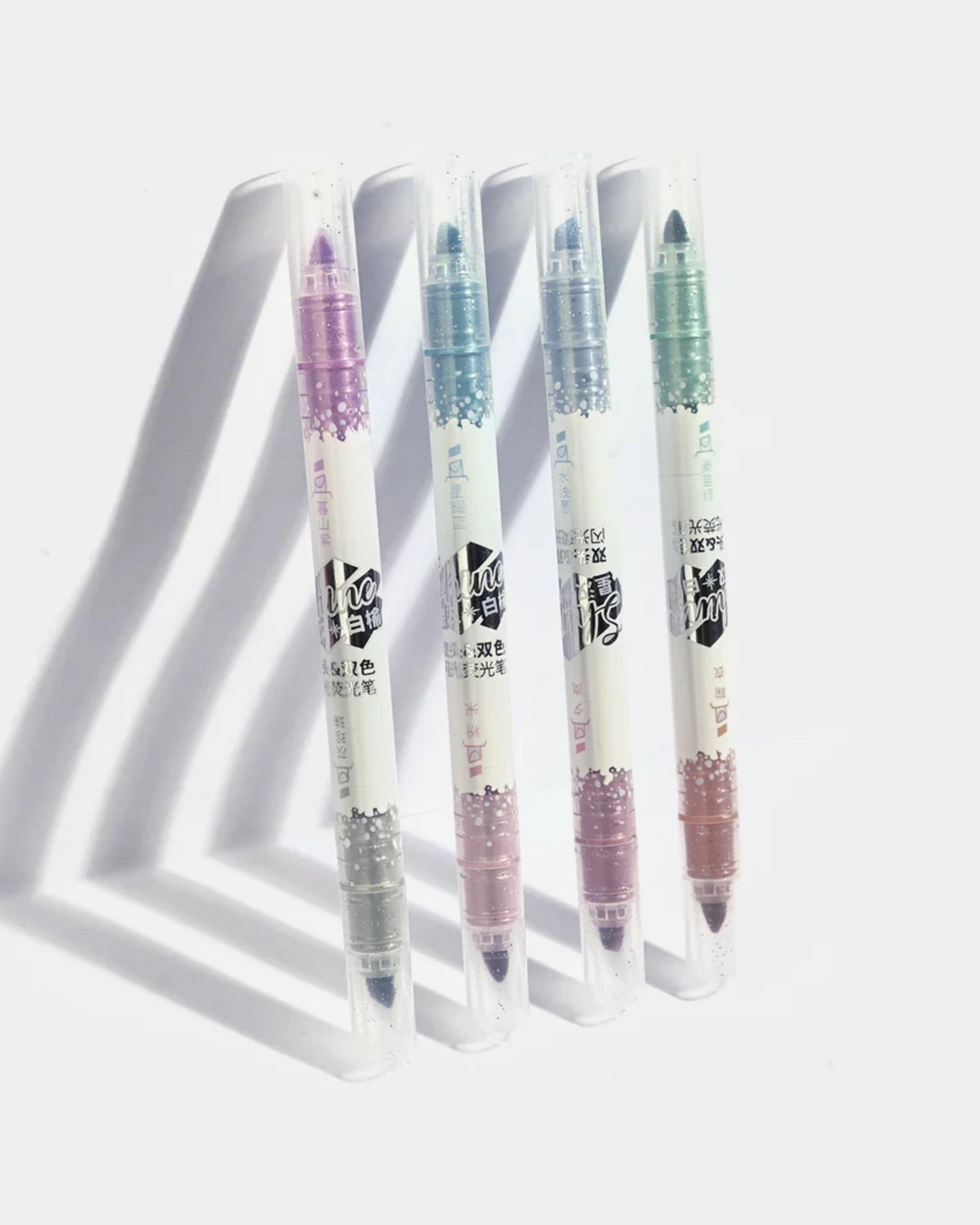 طقم أقلام هايلايتر لامع 12 لون (2 وجه)