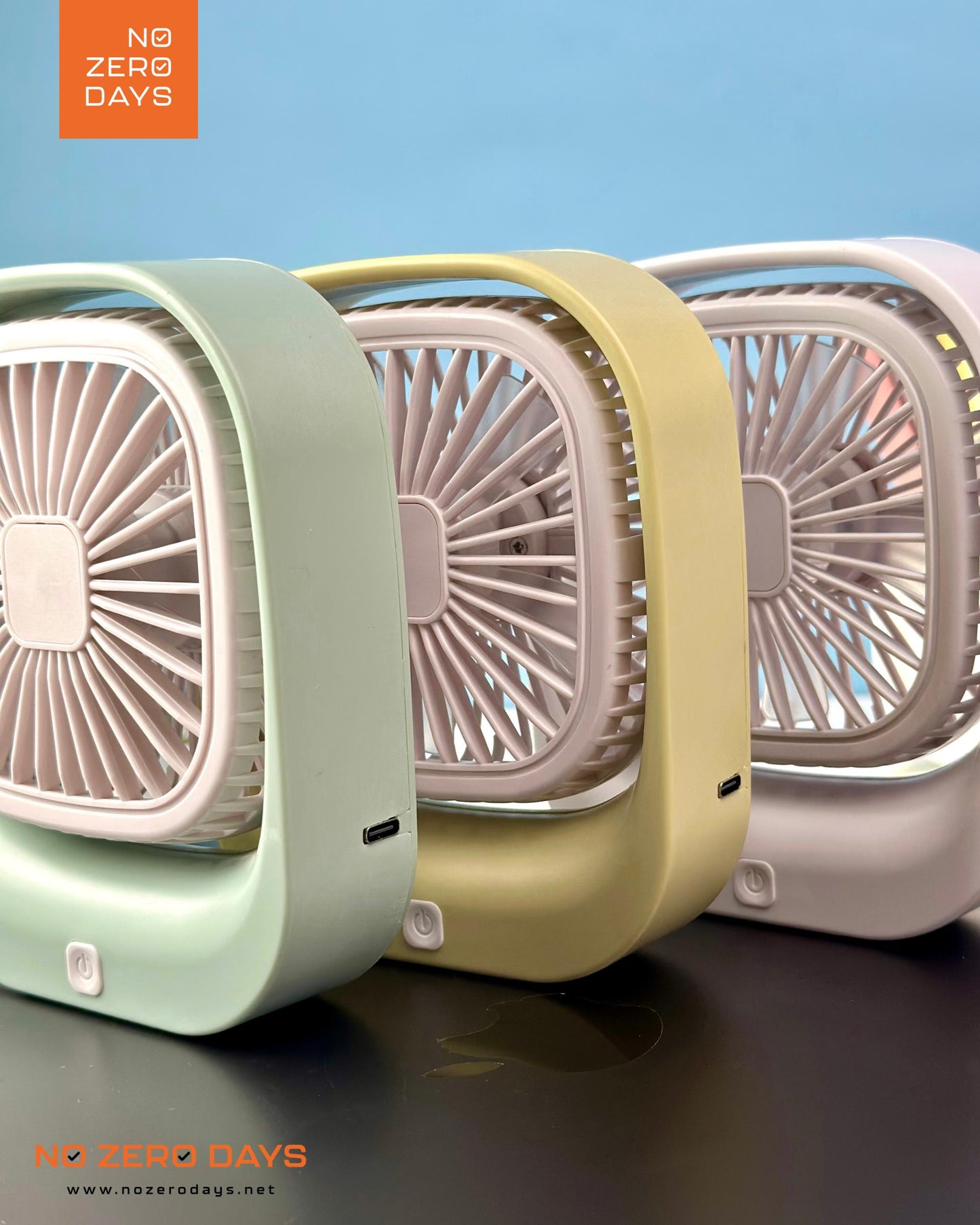 مروحة مكتب شحن 3 سرعات قابلة للدوران - أصفر