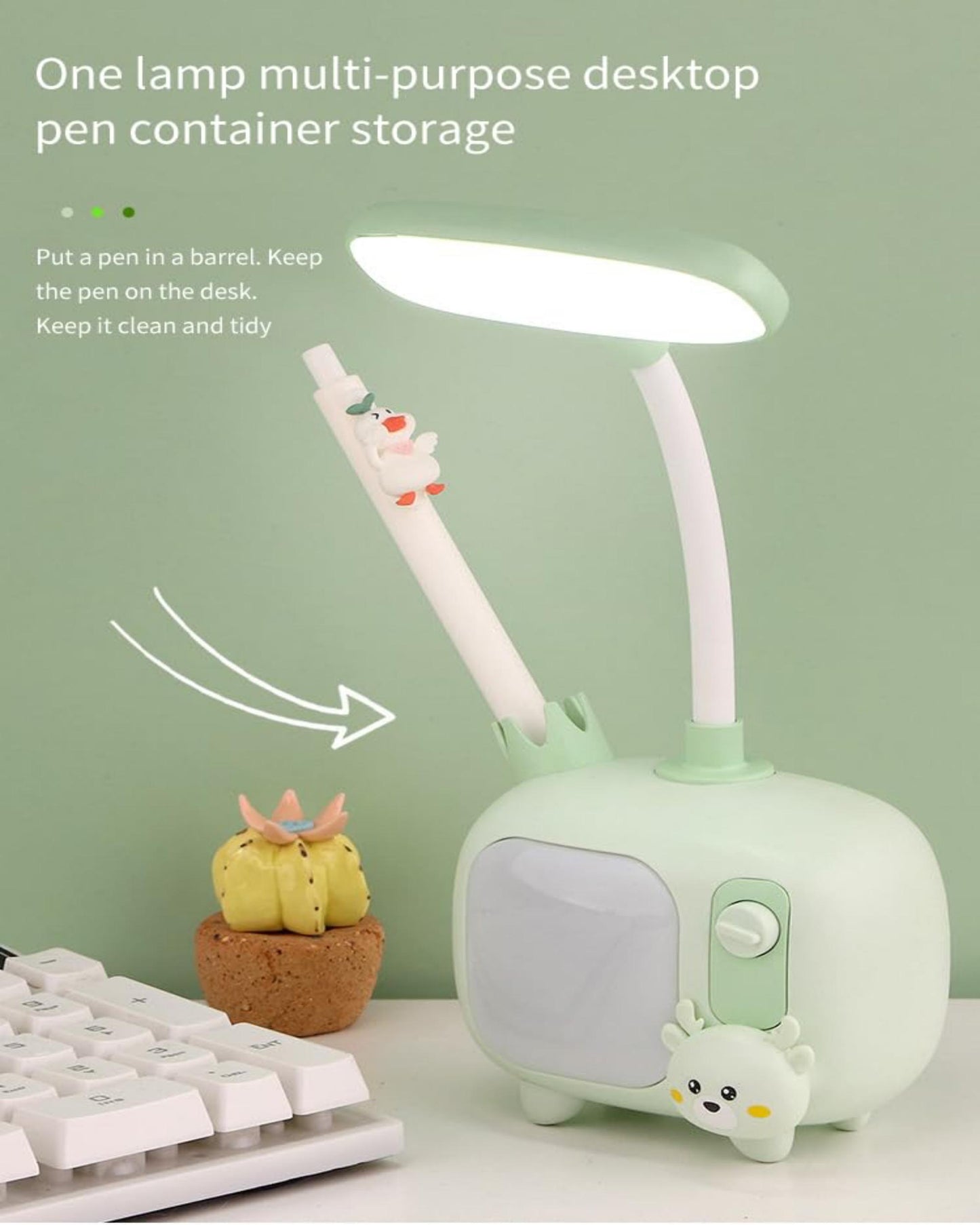 أباجورة ليد شحن شكل تلفزيون - زهري