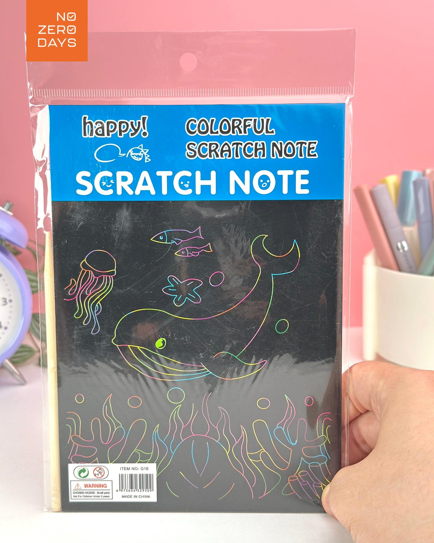 دفتر سكراتش للرسم مع قلم خشبي