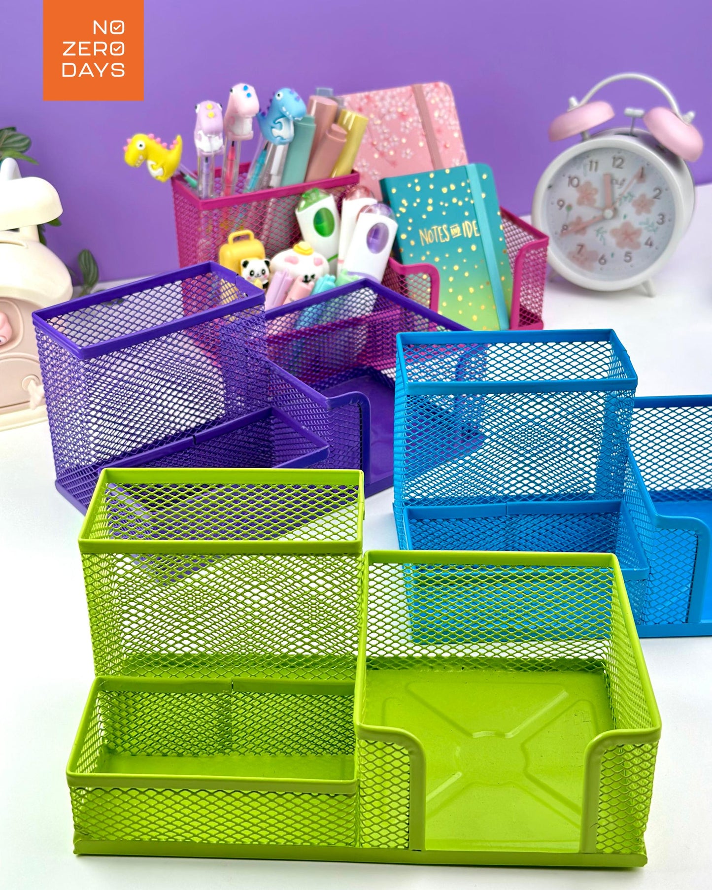 منظم مكتب معدني شبكي - أخضر