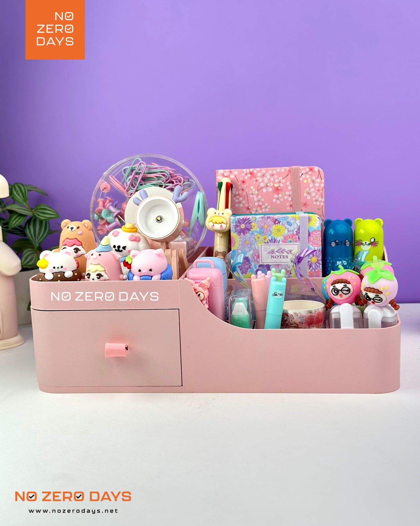 منظم أدوات مع درج - أبيض