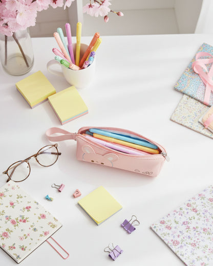 مقلمة جلد شكل أرنب - بينك