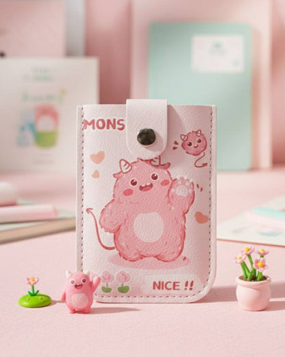 محفظة كروت جلد - بينك