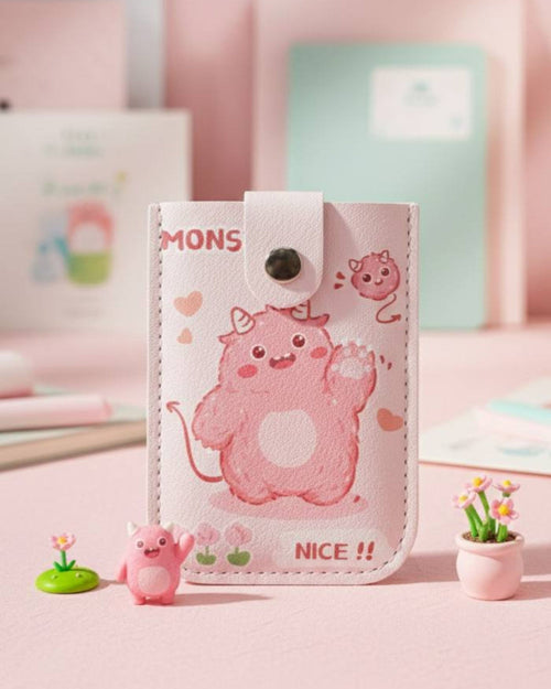 محفظة كروت جلد - بينك