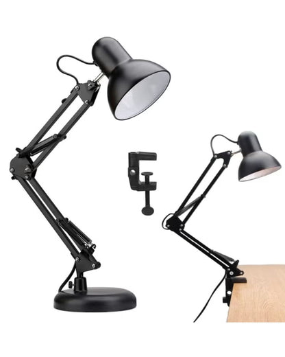 أباجورة مكتب هندسية بقاعدة ومشبك - أسود