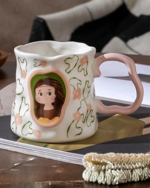 مج سيراميك برواز بنت بارز - بينك