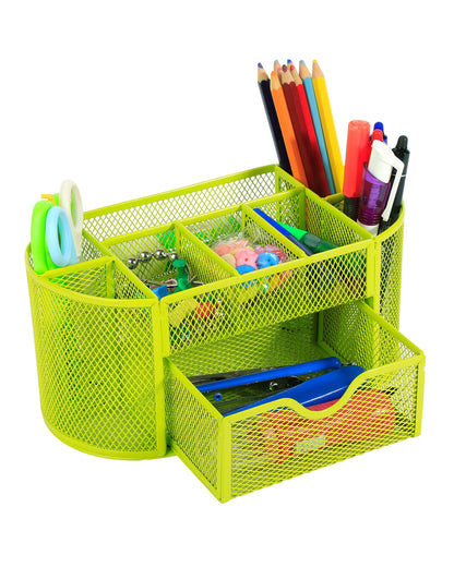 منظم مكتب معدني شبكي بدرج - أخضر