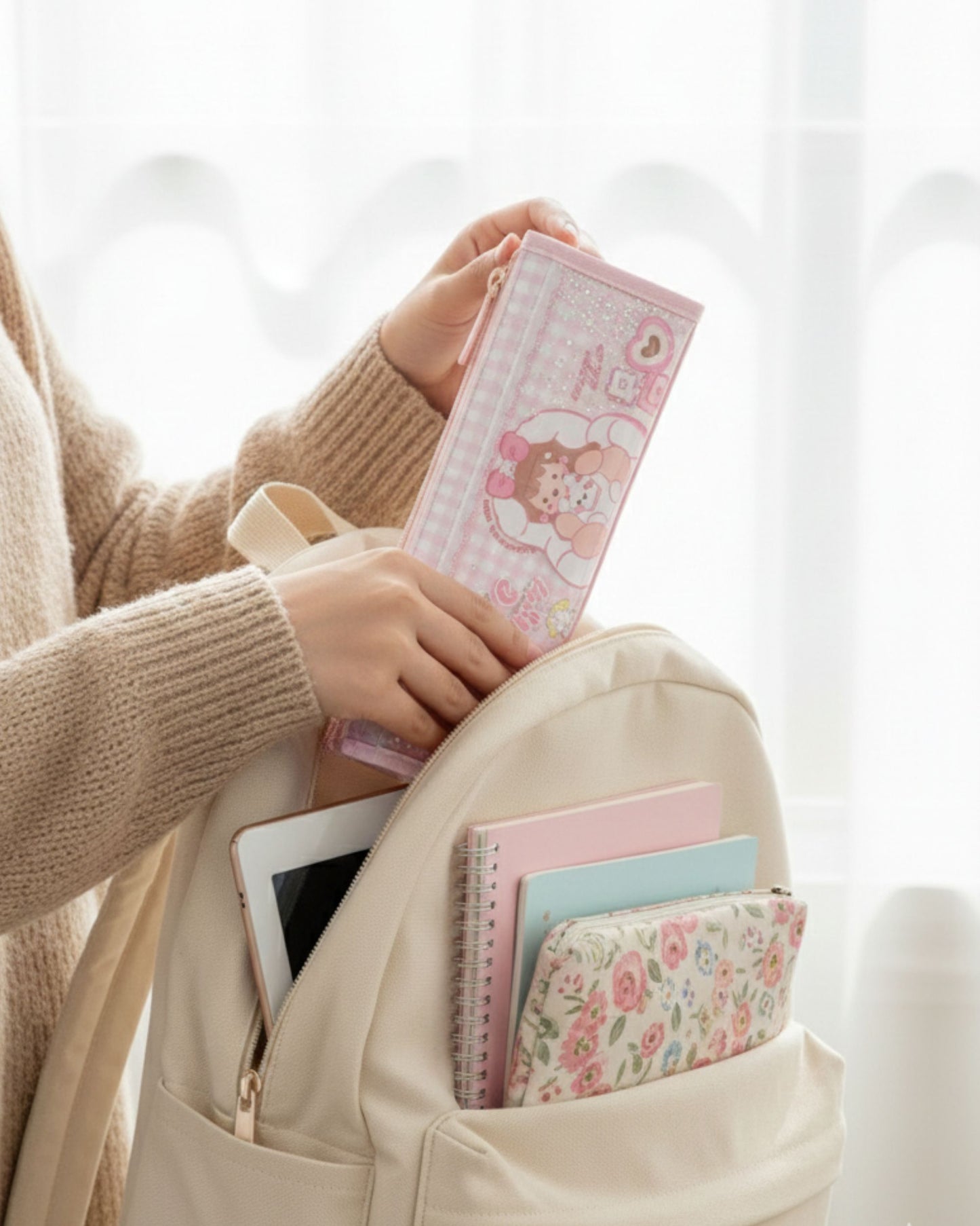 مقلمة جينز كبيرة تصميم بناتي - بينك