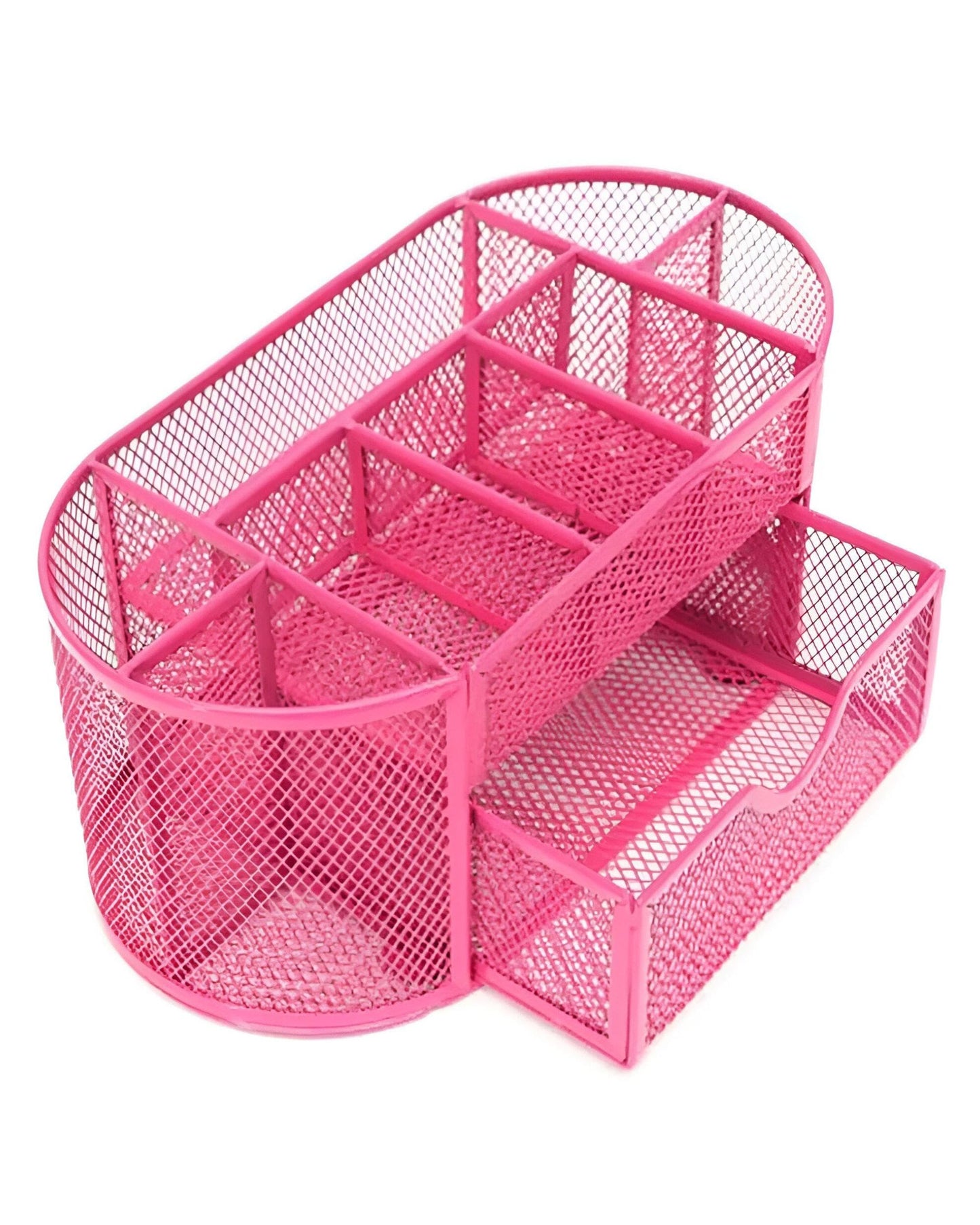 منظم مكتب معدني شبكي بدرج - بينك