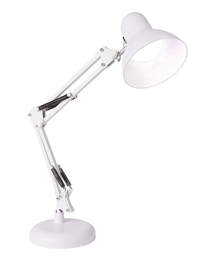 أباجورة مكتب هندسية بقاعدة ومشبك - أبيض