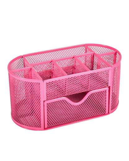 منظم مكتب معدني شبكي بدرج - بينك