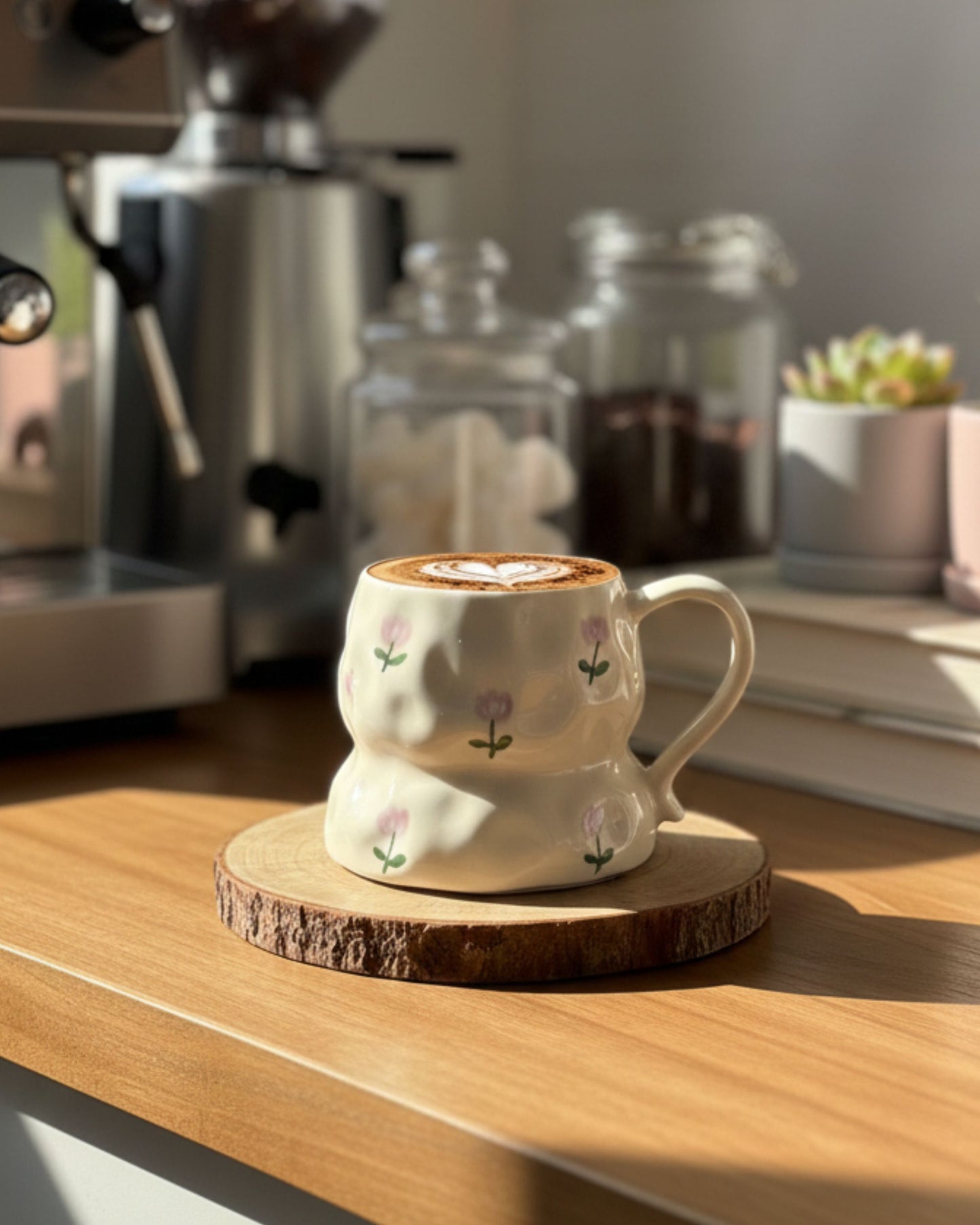 مج سيراميك ورد بنفسجي