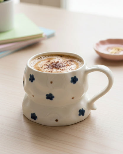 مج سيراميك ورد كحلي