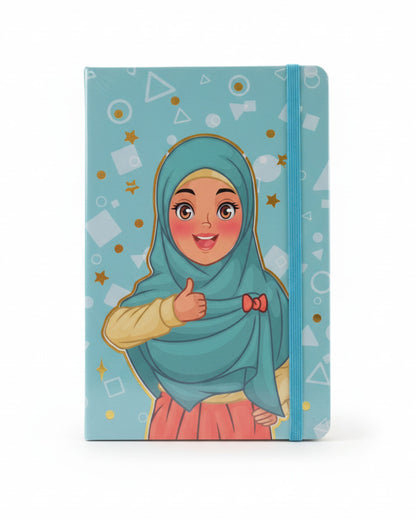 نوت بوك بنت محجبة بأستيك A5 - أخضر