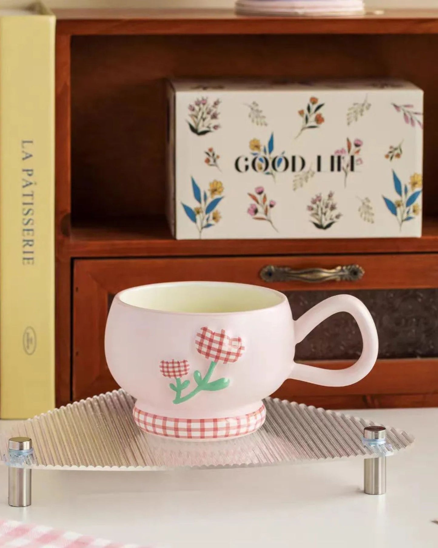 مج سيراميك توليب كاروهات - بينك