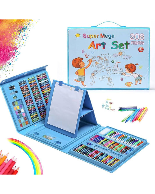 شنطة أدوات رسم وتلوين 208 قطعة - أزرق