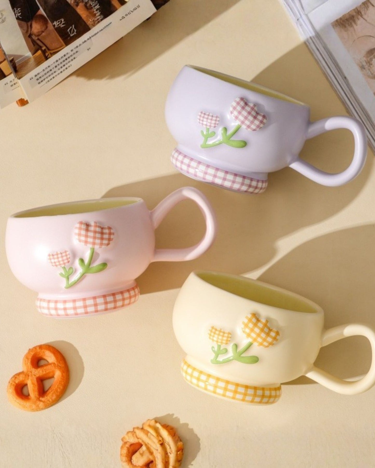 مج سيراميك توليب كاروهات - بينك