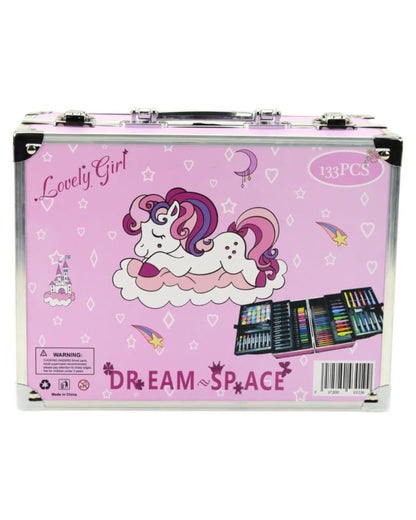 شنطة ألوان معدن جامبو 3 دور 133 قطعة - يونيكورن