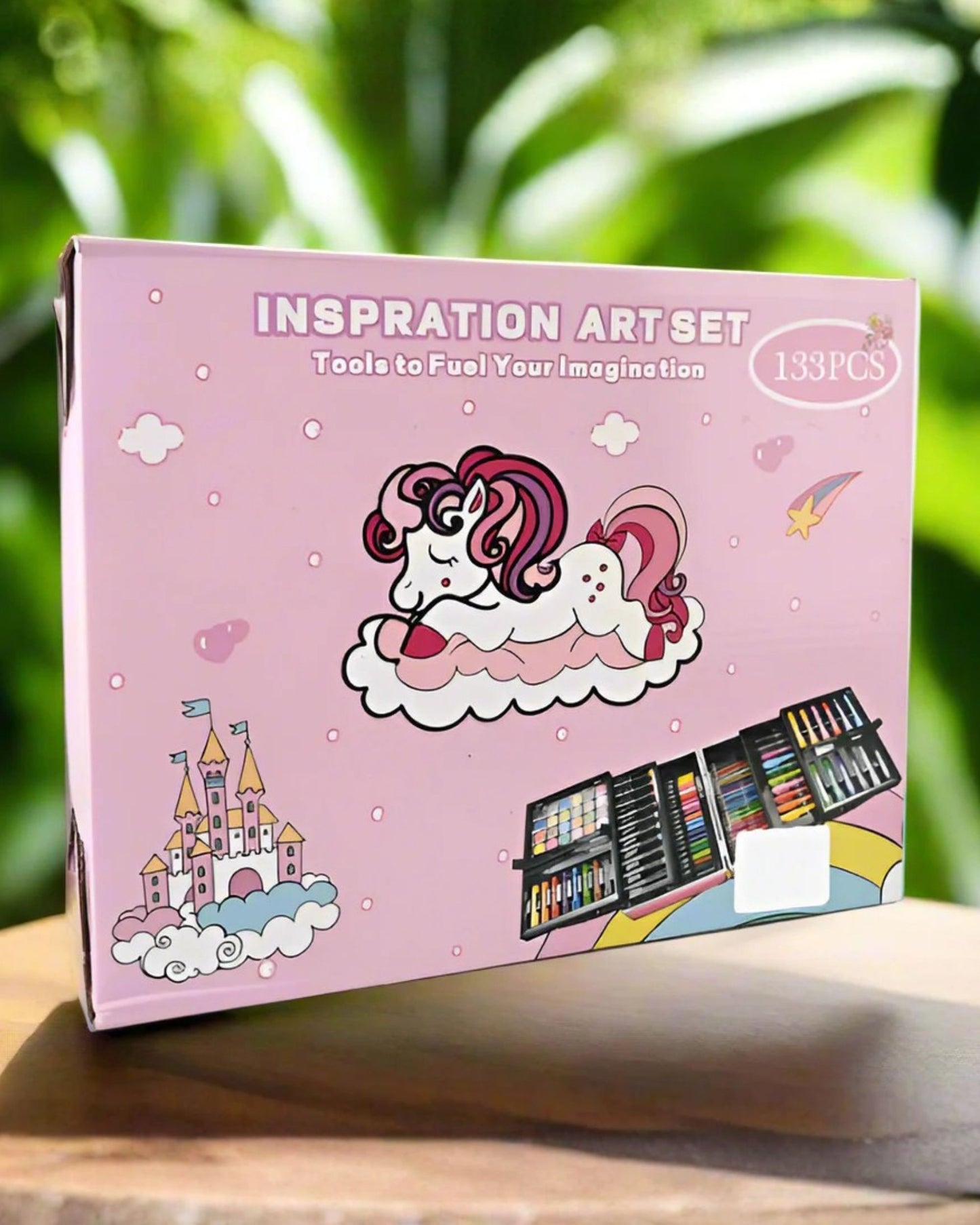 شنطة ألوان معدن جامبو 3 دور 133 قطعة - يونيكورن