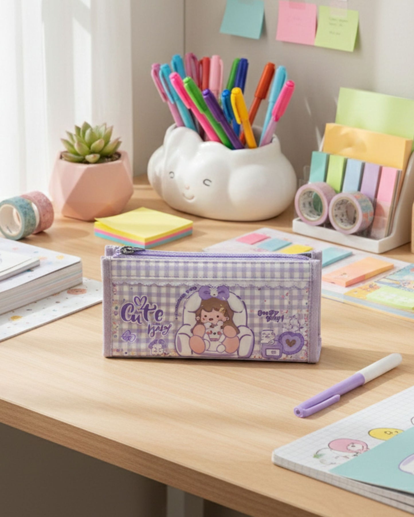 مقلمة جينز كبيرة تصميم بناتي - بنفسجي