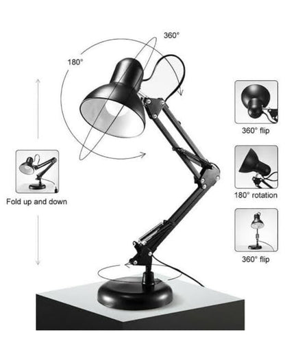 أباجورة مكتب هندسية بقاعدة ومشبك - أسود