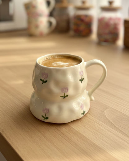 مج سيراميك ورد بنفسجي