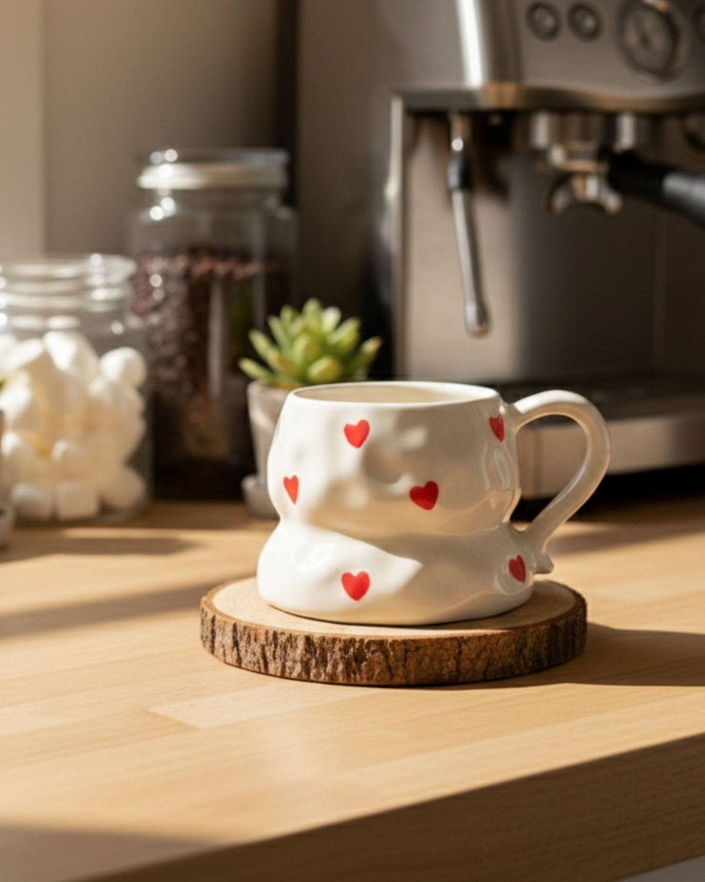 مج سيراميك قلوب حمراء