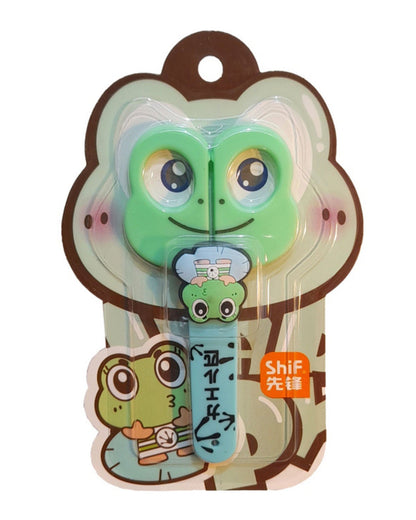 مقص بغطاء تصميم كرتوني - أخضر