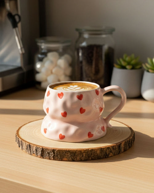 مج سيراميك قلوب - بينك