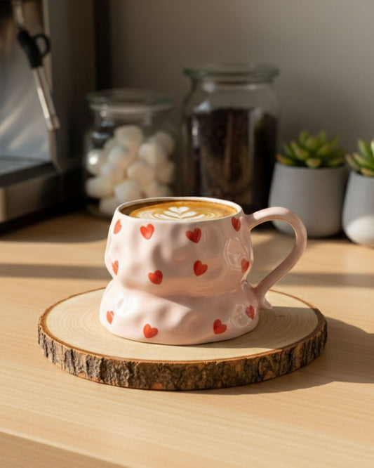 مج سيراميك قلوب - بينك