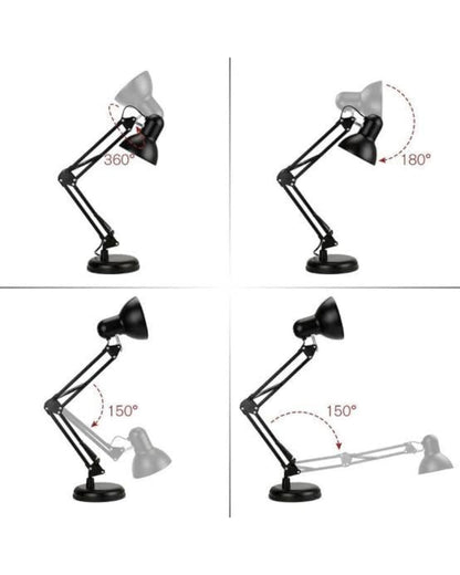 أباجورة مكتب هندسية بقاعدة ومشبك - أسود