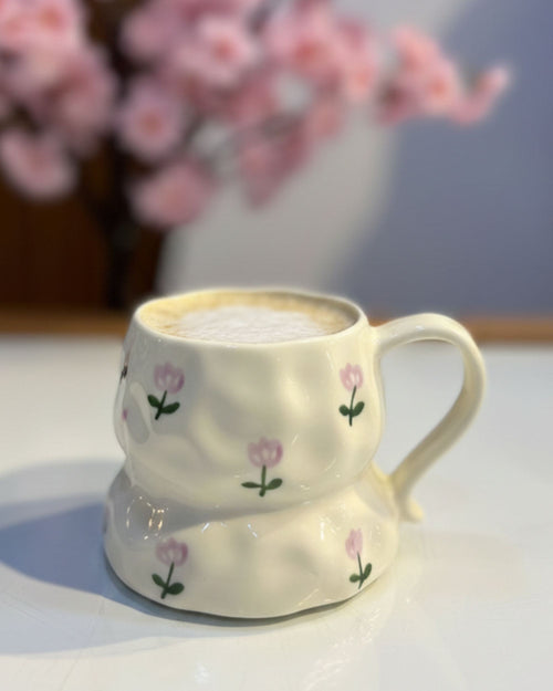 مج سيراميك ورد بنفسجي