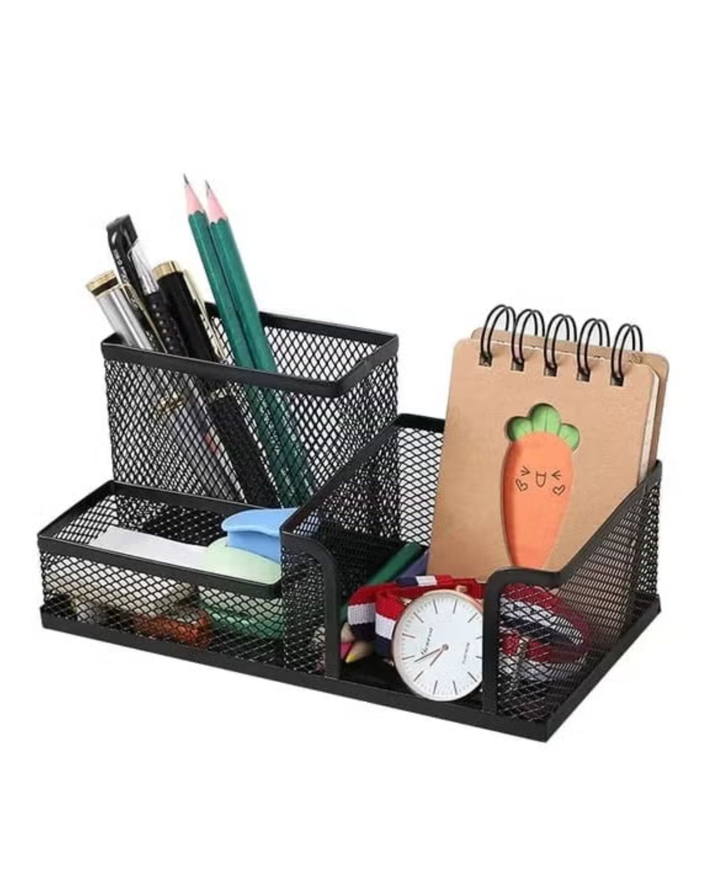 منظم مكتب معدني شبكي - أسود