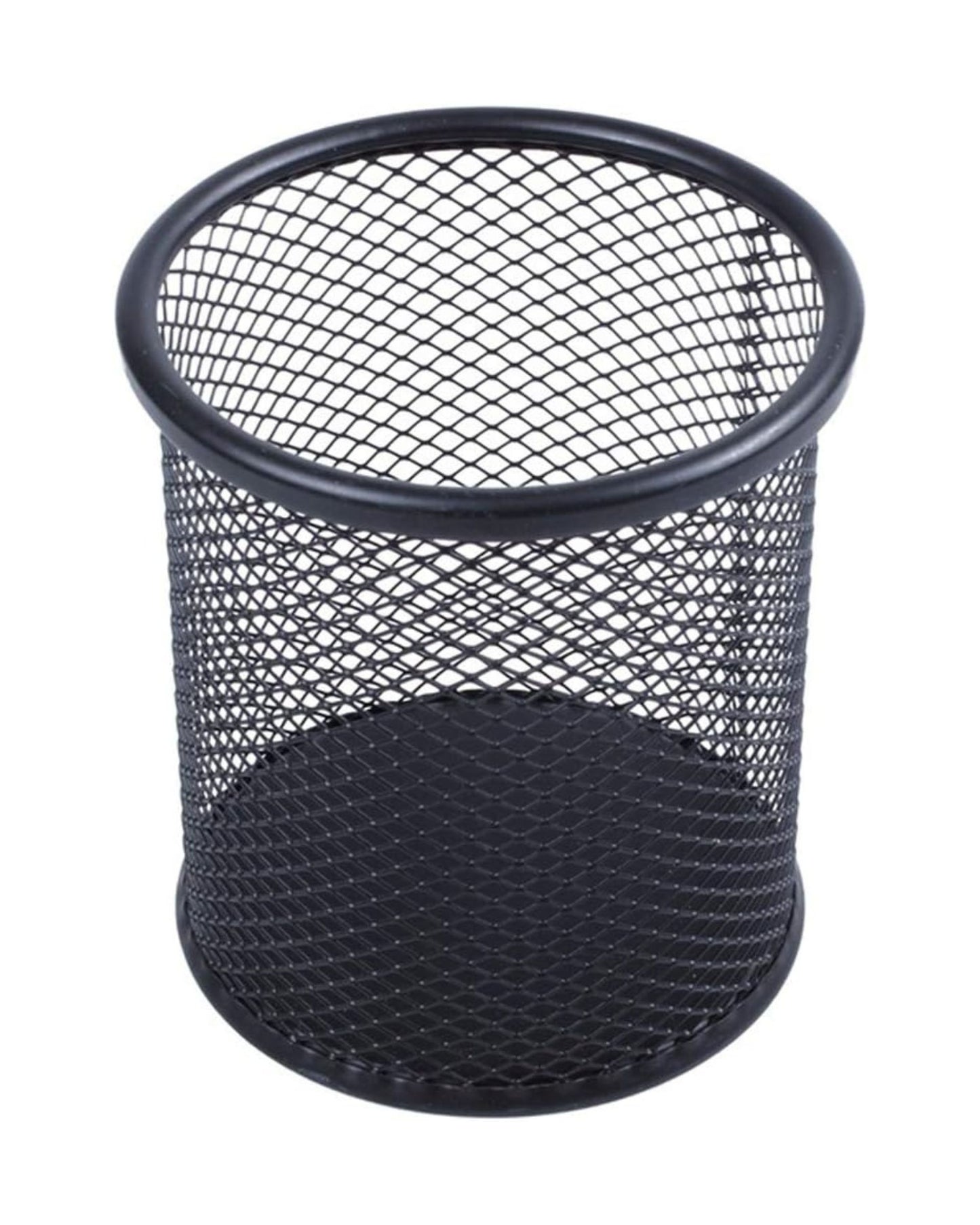 كوب أقلام معدن شبك دائري - أسود