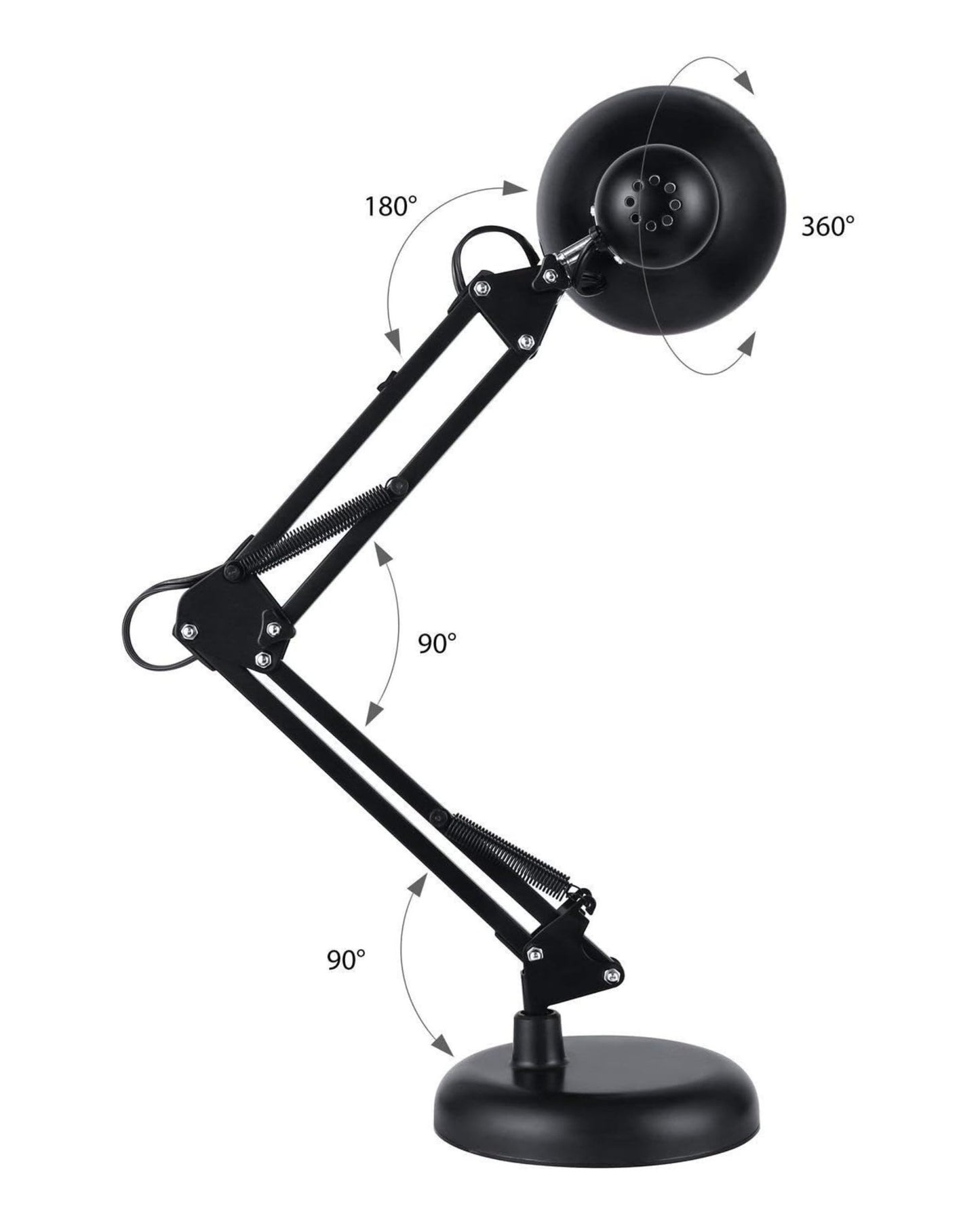 أباجورة مكتب هندسية بقاعدة ومشبك - أسود