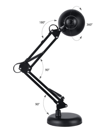 أباجورة مكتب هندسية بقاعدة ومشبك - أسود