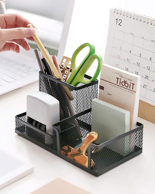 منظم مكتب معدني شبكي - أسود