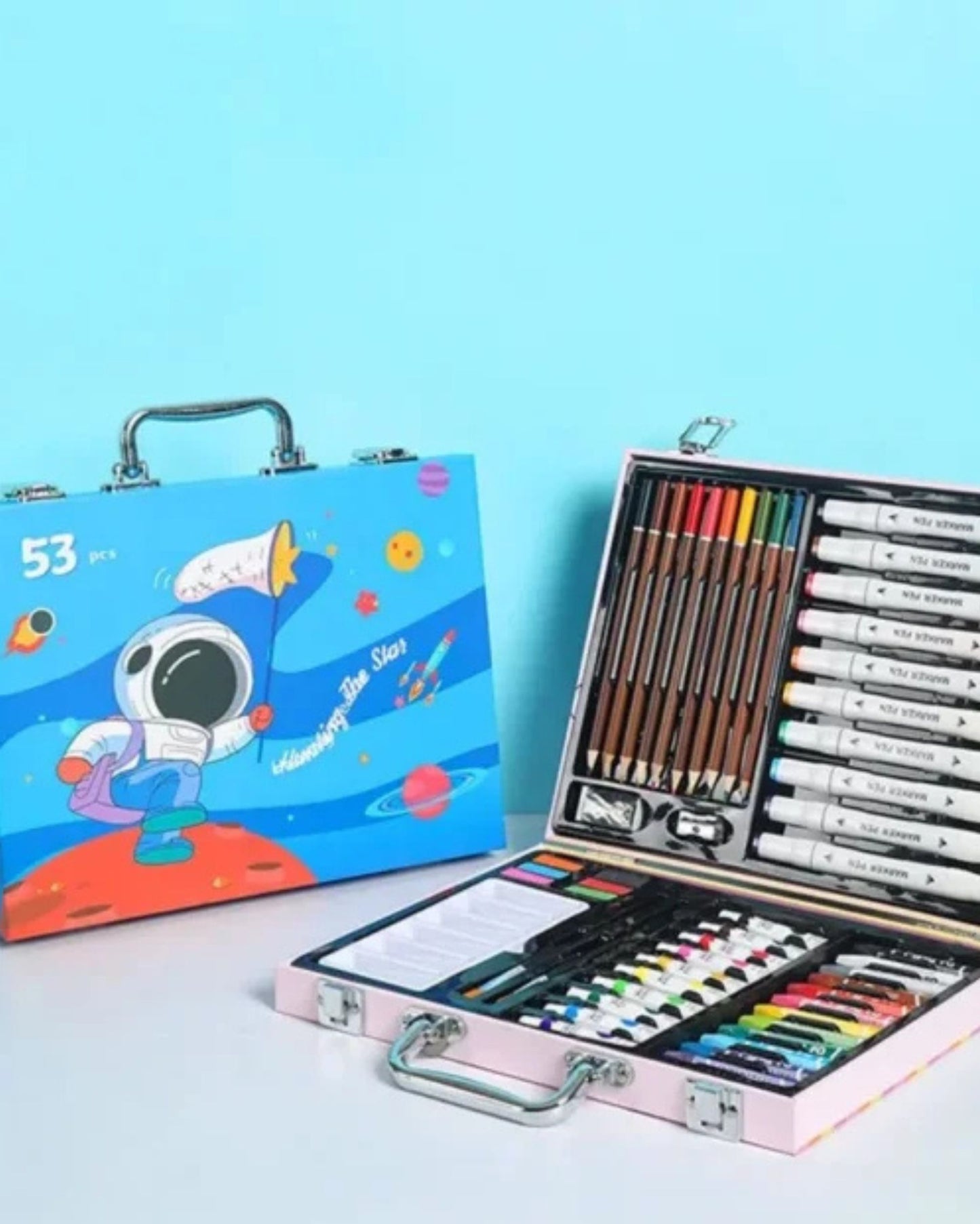 شنطة ألوان معدن 53 قطعة - فضاء