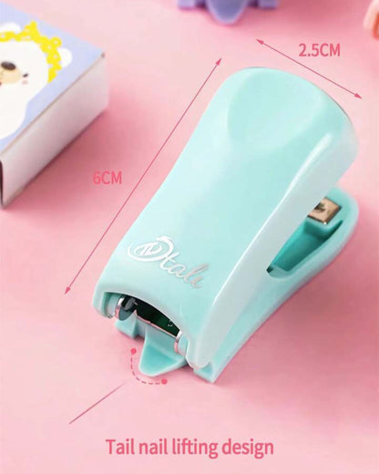 دباسة صغيرة ألوان مع علبة دبابيس - بينك